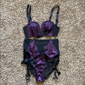 Bettie Page Playful Promises Purple Lingerie Set